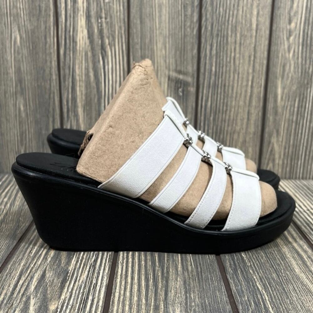 Skechers Luxe Foam Sandals White Strappy Rhinestone Comfort Cushion Wm Sz 7